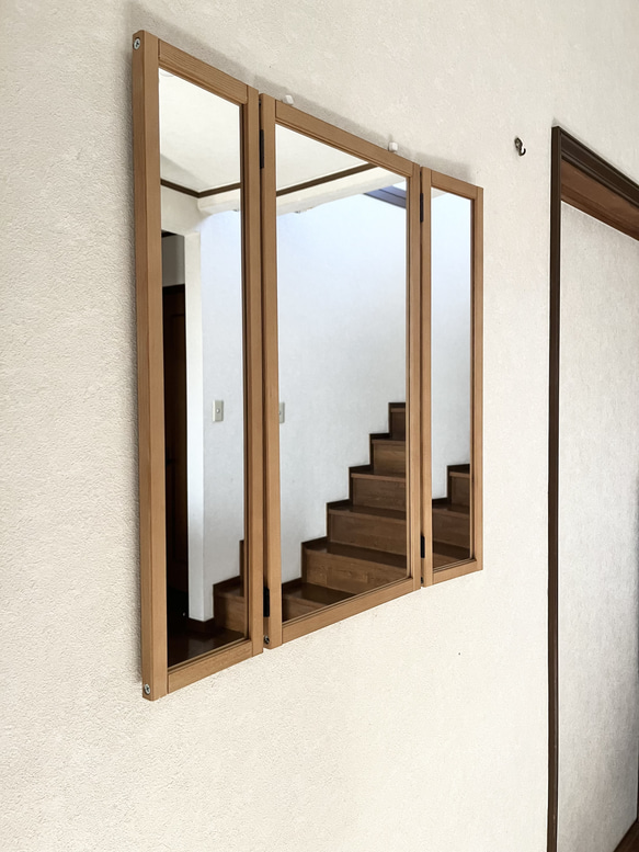 【日本製】三面鏡　ドレッサー　立て掛けミラー　壁掛けミラー 3枚目の画像