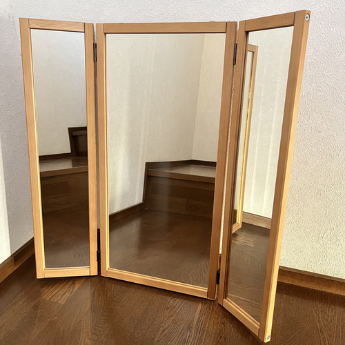 日本製】三面鏡 ドレッサー 立て掛けミラー 壁掛けミラー ドレッサー