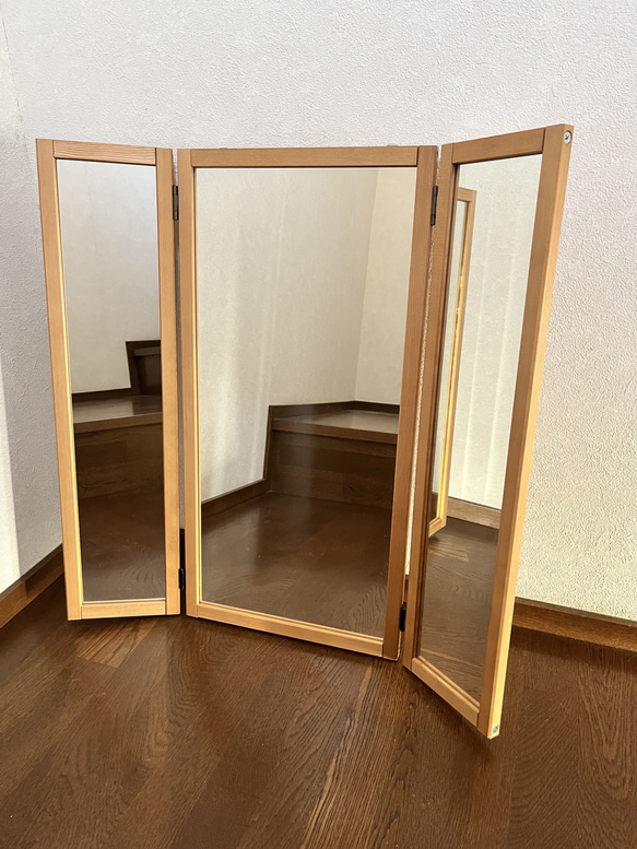 【日本製】三面鏡　ドレッサー　立て掛けミラー　壁掛けミラー 14枚目の画像