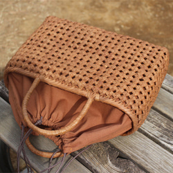 石畳編み 山葡萄　籠　カゴ　かご　バック やまぶどう 四角編み 山葡萄 かごバッグ やまぶどう 着物 籠バッグ 18枚目の画像