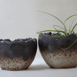 ギザ模様陶製植木鉢(G) 10枚目の画像