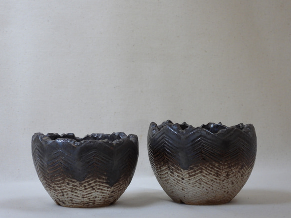 ギザ模様陶製植木鉢(G) 8枚目の画像