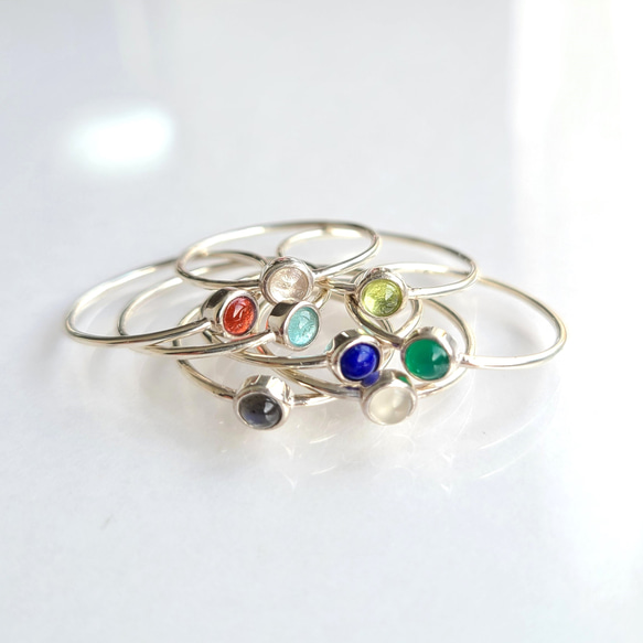 【8colors】gemstone RING / SV925 ≪送料無料≫ 1枚目の画像