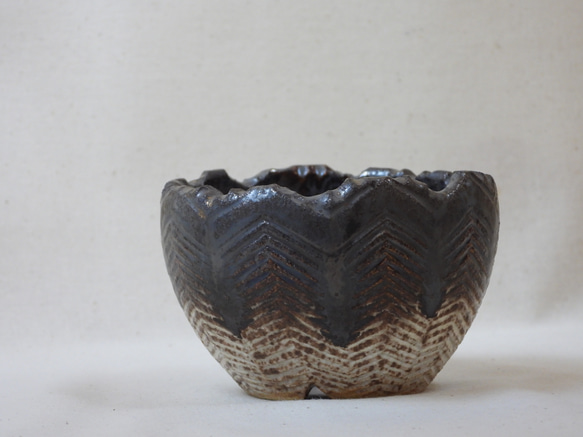 ギザ模様陶製植木鉢(Z) 4枚目の画像