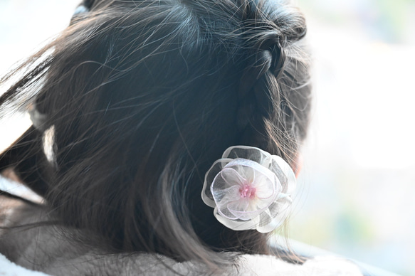 花桜 ホワイト | ヘアゴム 2個セット 3枚目の画像