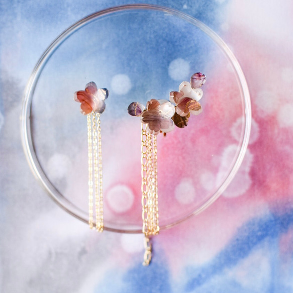 「桜雲」耳飾り　金具選択可 4枚目の画像