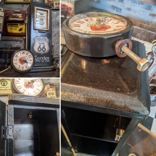 ガソリンポンプ型 クロック & マルチキャビネット ルート66（ブラック  