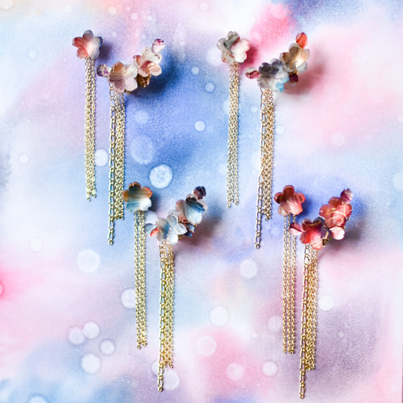 「夢宵桜」耳飾り　金具選択可 6枚目の画像