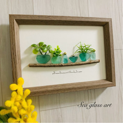 シーグラスアート 天然石 海の宝石 ガラス細工 インテリア雑貨 壁掛け