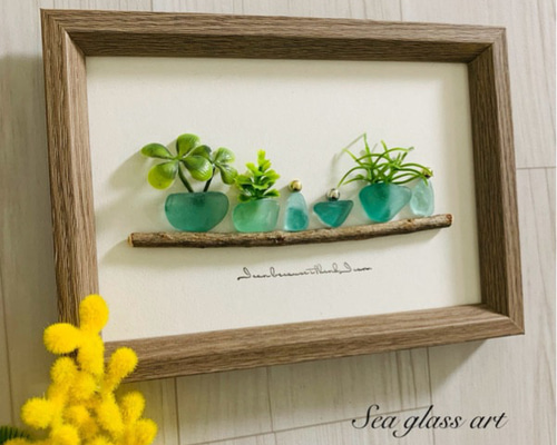 シーグラスアート 海の宝石 インテリア雑貨 北欧 観葉植物 玄関 トイレ