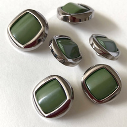 レトロ サークル ボタン グリーン 21mm・18mm 6個セット ea-131 2枚目の画像