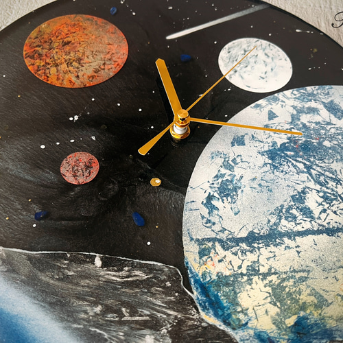 宇宙 レジン 壁掛け時計 (宇宙 / 星 / 惑星 / 地球 / スプレー