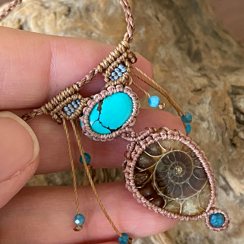 バイキンマン様 アンモライト マクラメ ネックレス ペンダント