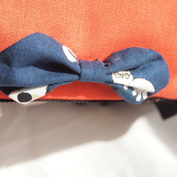 綿麻★裏地も楽しめるベレー帽★セミオーダー★オレンジ猫リボン 4枚目の画像