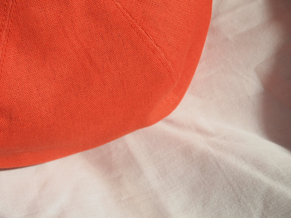 綿麻★裏地も楽しめるベレー帽★セミオーダー★オレンジ猫リボン 3枚目の画像