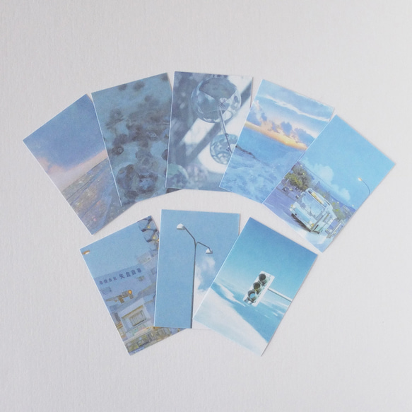 ブルーが素敵なエモ写真のフレークシール46枚入り　韓国文具　韓国雑貨　韓国文房具　手帳　コラージュ素材　ステッカー 7枚目の画像