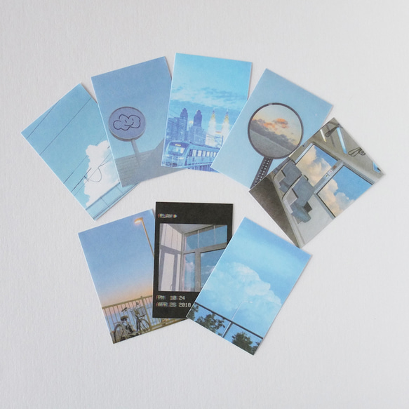 ブルーが素敵なエモ写真のフレークシール46枚入り　韓国文具　韓国雑貨　韓国文房具　手帳　コラージュ素材　ステッカー 8枚目の画像