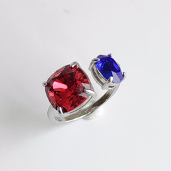 紅藍｜雙晶寶石民俗戒指｜紅藍時尚自由戒指最喜歡的顏色 第1張的照片