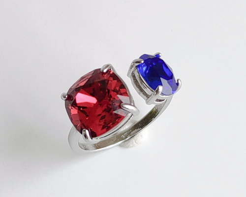 ネックレス 赤 青 緑 指輪モチーフ レッド ブルー グリーン