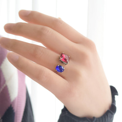 紅藍｜雙晶寶石民俗戒指｜紅藍時尚自由戒指最喜歡的顏色 第4張的照片