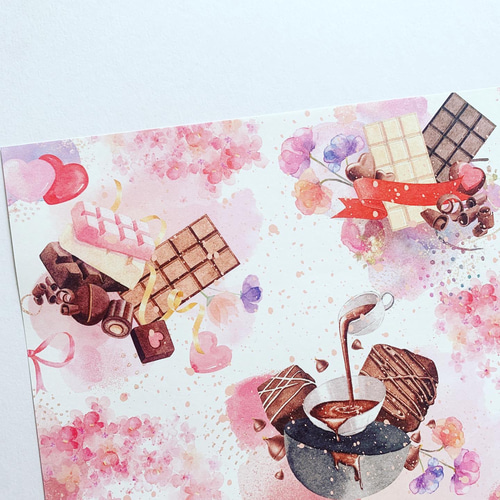 オリジナル デザインペーパー 手作りチョコ A4 10枚 包装紙  