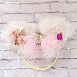 クリアチュールリボン（狐花タッセル/ピンク）for キッズ ヘアゴム