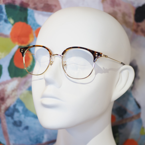 べっ甲柄ブローフレーム｜老眼鏡・だてメガネ・近視用・乱視用・サングラス・遠近両用として作成OK 2枚目の画像