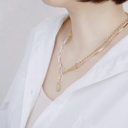 「Coin+multi-chain necklace」　コインネックレス　ボールチェーン　スネークチェーン 7枚目の画像