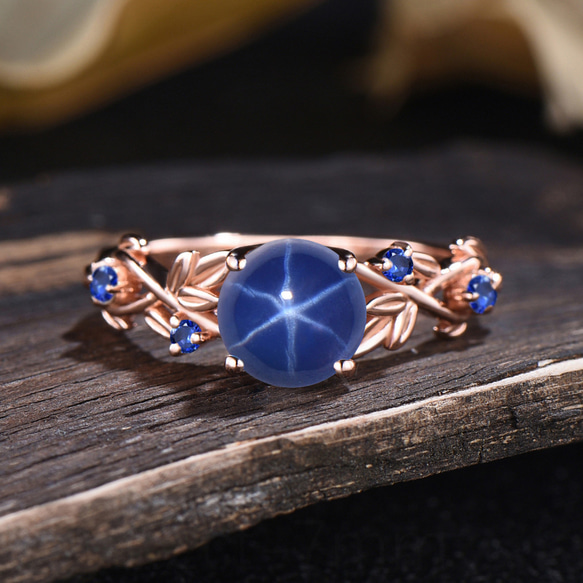 ブルースターサファイアリング ブランチリング 小枝リング リーフ