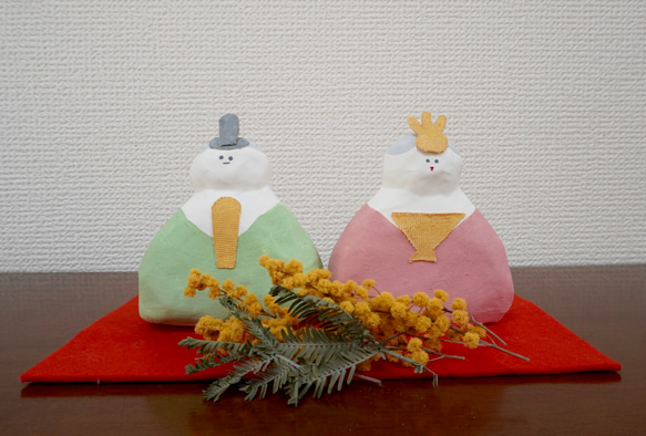 張り子 桜餅カラー雛人形 その他置物 もちけん 通販 15482215｜Creema
