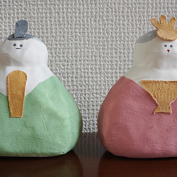 張り子　桜餅カラー雛人形 10枚目の画像