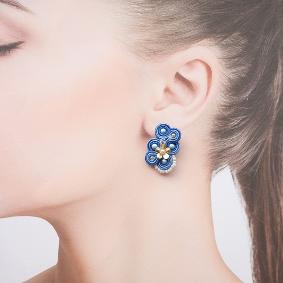 [Sabrina] 索飾耳環或耳環 [藍色] 第2張的照片