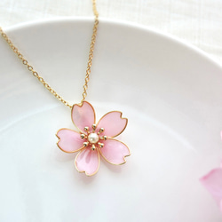 本物 一輪の桜ネックレス（ピンク） SAKURA / Cherry blossom アクセサリー
