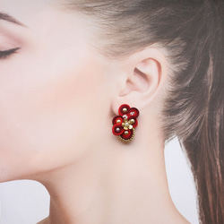 [Sabrina] 索飾耳環或耳環 [紅色] 第2張的照片