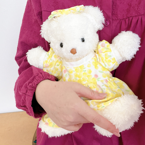 ミモザワンピの白いこぐまちゃん ぬいぐるみ こぐパラ(こぐま