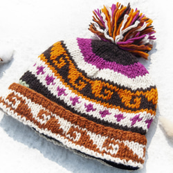 手織りピュアウールハット/ニットニットハット/インナー起毛手編みウールハット/ウールハット - 北欧フィンランド風 誕生日プレゼ 4枚目の画像