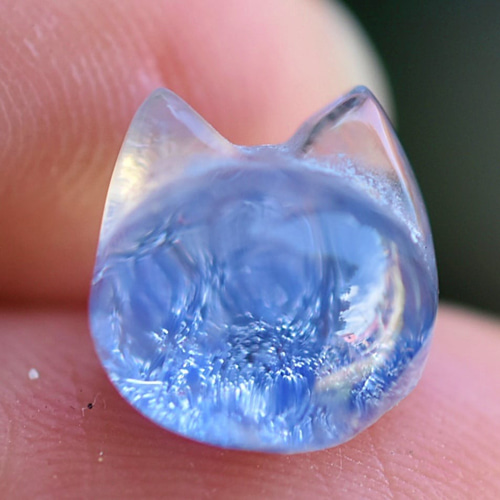 猫☆デュモルチェライトインクォーツ ルースs744 天然石 Funky