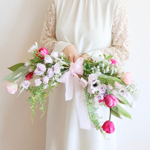 韓国ブーケ バレリーナブーケ チューリップ ウェディング 結婚式 前