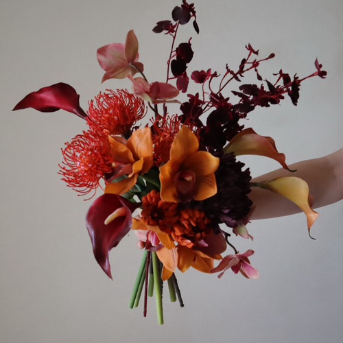 アートフラワー ブーケ ワインレッド オレンジ アートフラワー ブーケ ワインレッド オレンジ