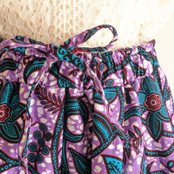 Sold out   ガーナ発☆アフリカ布 ✩ ふんわりスカート✩紫の花 11枚目の画像