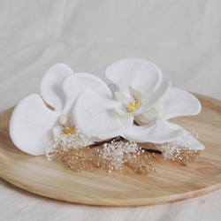 【送料無料】胡蝶蘭とかすみ草のヘッドドレス 5枚目の画像