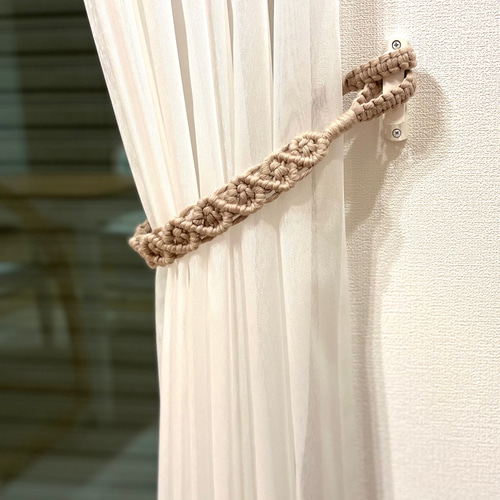 再販】マクラメカーテンタッセル グレージュ カーテン macrame＊soeru