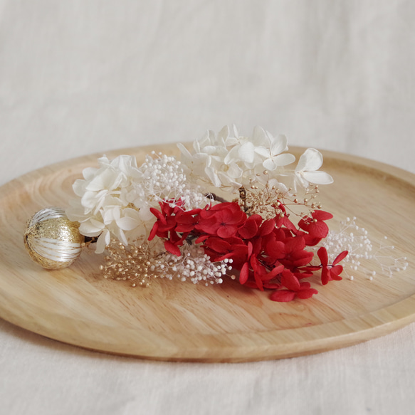 【送料無料】紅白の紫陽花のヘッドドレス 4枚目の画像