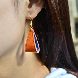 ✴︎レザーピアス✴︎ベージュ/オレンジ レザーピアス 金具変更可能