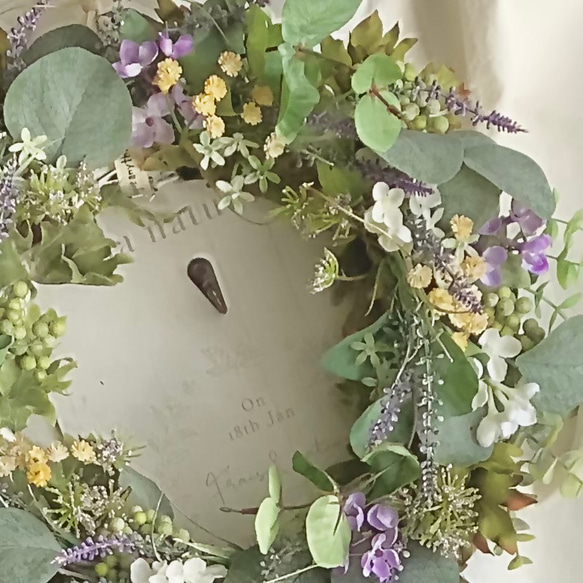 Spring botanical wreathe ♡ ラベンダー & グリーン ♡ 34cm 2枚目の画像