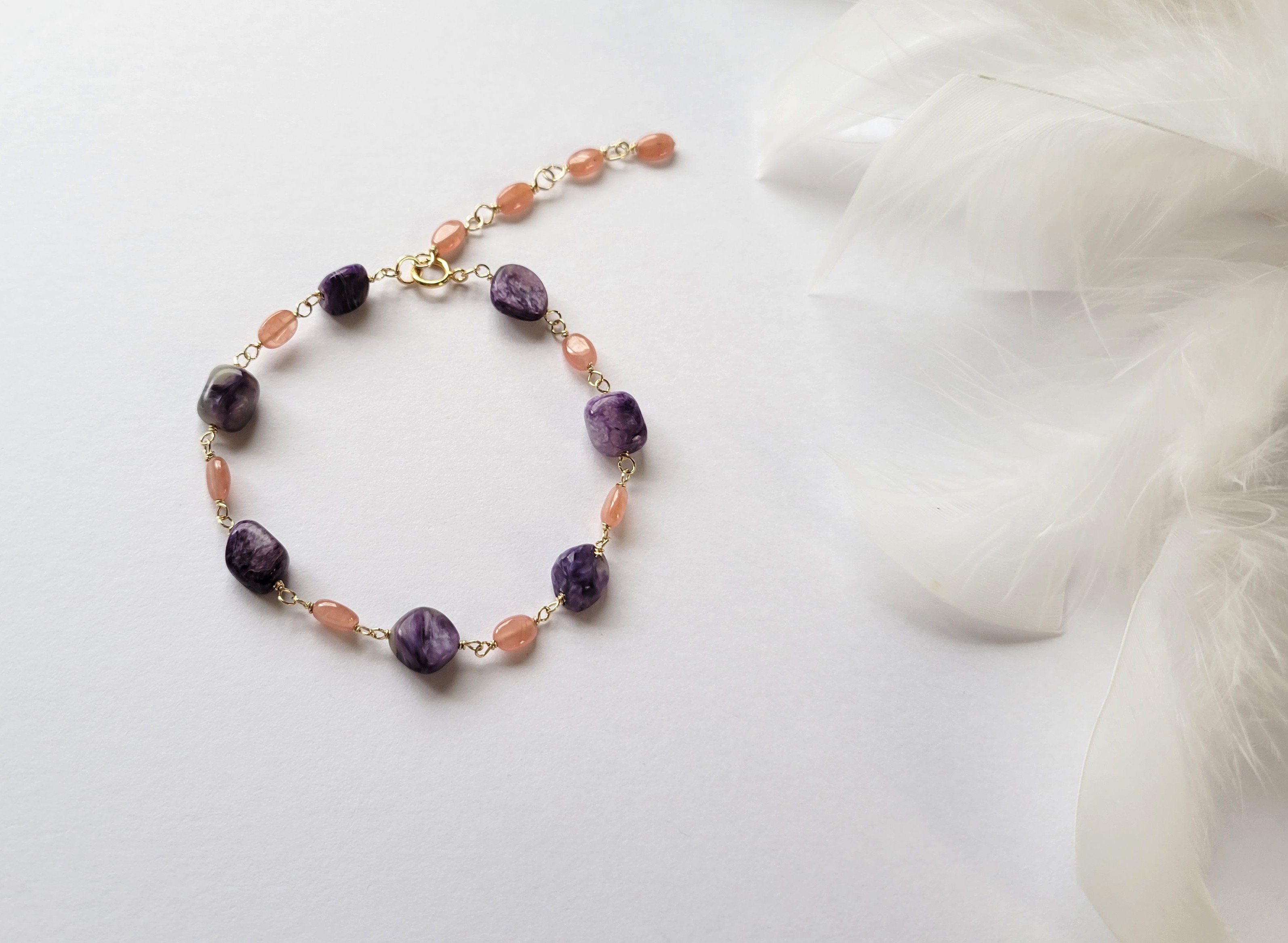 *チャロアイトとインカローズのブレスレット