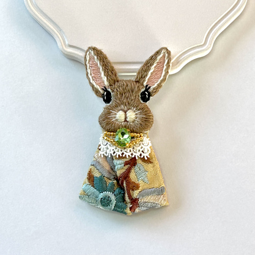 インド刺繍リボンのスヤスヤうさぎちゃん 自作ぬいぐるみ 無属性