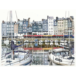 ポストカード ヨーロッパ風景画（組み合わせ自由4枚セット1.000円）No.221  オンフルールの船溜まり 1枚目の画像