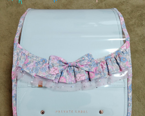 オシャレデザイン わかり易 リボン ランドセル 水色
