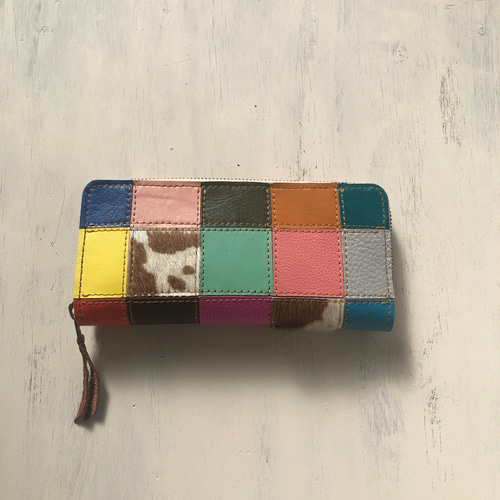 カラフル レザーパッチワーク | 革工房OHANA ハンドメイド